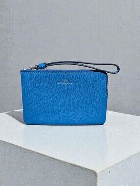Coach Corner Zip Wristlet Sports Blue (NWT)